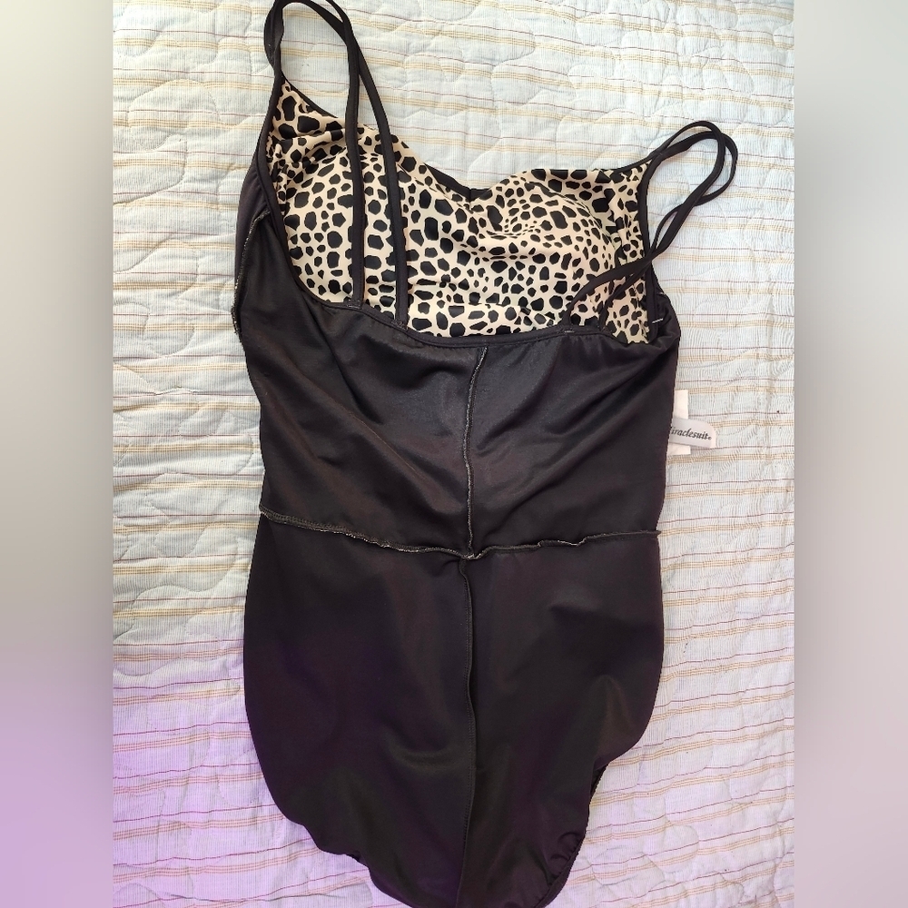 Miraclesuit Black and Tan Tummy Control One Piece Sz 12 - Picture 4 of 6